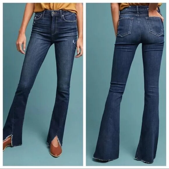 Paige High Rise Lou Lou Flare Jeans Twisted Seam Raw Hem Women's 24 x 33 Y2K - Picture 1 of 12